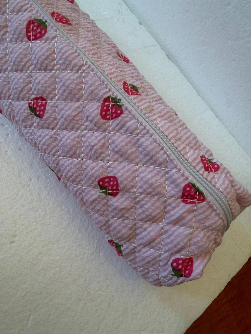New Moon Nude  Handmade hair tool bag Quilted Pink Strawberry